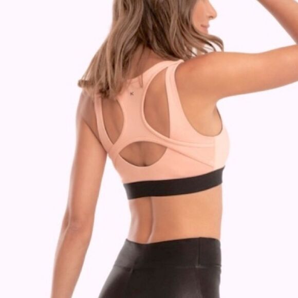 Koral Vortex Blackout Pompano Orange Sports Bra (S) - Picture 2 of 7